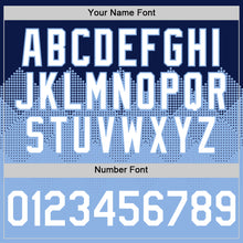 Загрузить изображение в средство просмотра галереи, Custom Navy White-Light Blue 3D Pattern Design Gradient Square Shapes Authentic Baseball Jersey