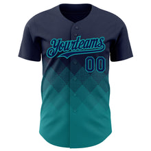 Charger l'image dans la galerie, Custom Navy Teal 3D Pattern Design Gradient Square Shapes Authentic Baseball Jersey