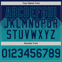 Charger l'image dans la galerie, Custom Navy Teal 3D Pattern Design Gradient Square Shapes Authentic Baseball Jersey