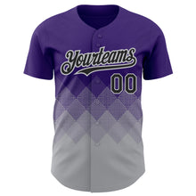 Загрузить изображение в средство просмотра галереи, Custom Purple Black-Gray 3D Pattern Design Gradient Square Shapes Authentic Baseball Jersey