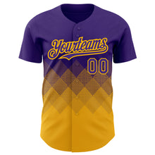 Charger l'image dans la galerie, Custom Purple Gold 3D Pattern Design Gradient Square Shapes Authentic Baseball Jersey
