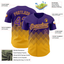 Charger l'image dans la galerie, Custom Purple Gold 3D Pattern Design Gradient Square Shapes Authentic Baseball Jersey