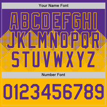 Charger l'image dans la galerie, Custom Purple Gold 3D Pattern Design Gradient Square Shapes Authentic Baseball Jersey