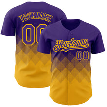 Charger l'image dans la galerie, Custom Purple Gold 3D Pattern Design Gradient Square Shapes Authentic Baseball Jersey