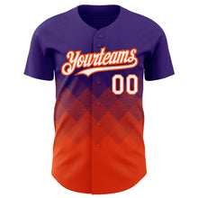 Загрузить изображение в средство просмотра галереи, Custom Purple White-Orange 3D Pattern Design Gradient Square Shapes Authentic Baseball Jersey