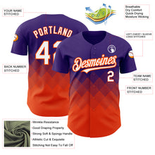 Загрузить изображение в средство просмотра галереи, Custom Purple White-Orange 3D Pattern Design Gradient Square Shapes Authentic Baseball Jersey