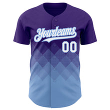Загрузить изображение в средство просмотра галереи, Custom Purple White-Light Blue 3D Pattern Design Gradient Square Shapes Authentic Baseball Jersey