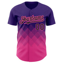 Загрузить изображение в средство просмотра галереи, Custom Purple Black-Pink 3D Pattern Design Gradient Square Shapes Authentic Baseball Jersey