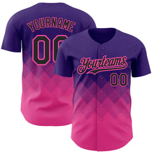 Загрузить изображение в средство просмотра галереи, Custom Purple Black-Pink 3D Pattern Design Gradient Square Shapes Authentic Baseball Jersey