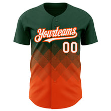 Charger l'image dans la galerie, Custom Green White-Orange 3D Pattern Design Gradient Square Shapes Authentic Baseball Jersey