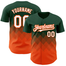 Charger l'image dans la galerie, Custom Green White-Orange 3D Pattern Design Gradient Square Shapes Authentic Baseball Jersey