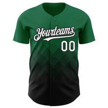 Загрузить изображение в средство просмотра галереи, Custom Kelly Green White-Black 3D Pattern Design Gradient Square Shapes Authentic Baseball Jersey