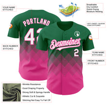 Загрузить изображение в средство просмотра галереи, Custom Kelly Green White-Pink 3D Pattern Design Gradient Square Shapes Authentic Baseball Jersey
