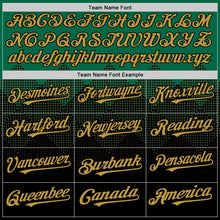 Laden Sie das Bild in den Galerie-Viewer, Custom Kelly Green Old Gold-Black 3D Pattern Design Gradient Square Shapes Authentic Baseball Jersey