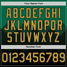 Laden Sie das Bild in den Galerie-Viewer, Custom Kelly Green Old Gold-Black 3D Pattern Design Gradient Square Shapes Authentic Baseball Jersey