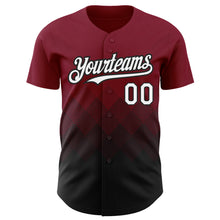 Charger l'image dans la galerie, Custom Crimson White-Black 3D Pattern Design Gradient Square Shapes Authentic Baseball Jersey
