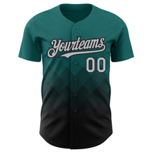 Charger l'image dans la galerie, Custom Teal Gray-Black 3D Pattern Design Gradient Square Shapes Authentic Baseball Jersey