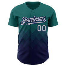 Загрузить изображение в средство просмотра галереи, Custom Teal Gray-Navy 3D Pattern Design Gradient Square Shapes Authentic Baseball Jersey