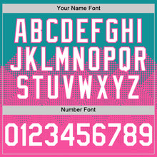 Charger l'image dans la galerie, Custom Teal White-Pink 3D Pattern Design Gradient Square Shapes Authentic Baseball Jersey