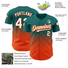 Загрузить изображение в средство просмотра галереи, Custom Teal White-Orange 3D Pattern Design Gradient Square Shapes Authentic Baseball Jersey