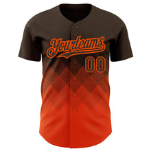 Charger l'image dans la galerie, Custom Brown Orange 3D Pattern Design Gradient Square Shapes Authentic Baseball Jersey
