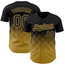Charger l'image dans la galerie, Custom Black Old Gold 3D Pattern Design Gradient Square Shapes Authentic Baseball Jersey