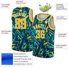 Laden Sie das Bild in den Galerie-Viewer, Custom Green Gold-White 3D Pattern Design Abstract Grunge Art Authentic Basketball Jersey