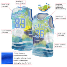 Загрузить изображение в средство просмотра галереи, Custom White Light Blue 3D Pattern Design Abstract Landscape Watercolor Style Authentic Basketball Jersey