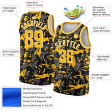 Загрузить изображение в средство просмотра галереи, Custom Black Gold-White 3D Pattern Design Abstract Grunge Art Authentic Basketball Jersey