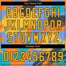 Load image into Gallery viewer, Custom Light Blue Gold-Black 3D Pattern Design Abstract Brush Stroke Shapes Authentic Basketball Jersey