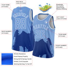 Load image into Gallery viewer, Custom Light Blue White 3D Pattern Design Abstract Grunge Halftone Art Authentic Basketball Jersey