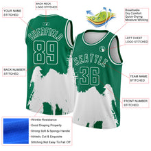 Загрузить изображение в средство просмотра галереи, Custom Kelly Green White 3D Pattern Design Abstract Grunge Halftone Art Authentic Basketball Jersey