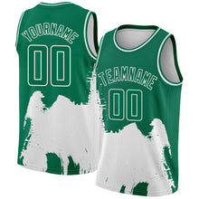 Загрузить изображение в средство просмотра галереи, Custom Kelly Green White 3D Pattern Design Abstract Grunge Halftone Art Authentic Basketball Jersey