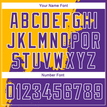 Load image into Gallery viewer, Custom Gold Purple-White 3D Pattern Design Abstract Grunge Halftone Art Authentic Basketball Jersey