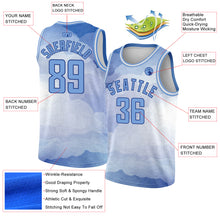 Загрузить изображение в средство просмотра галереи, Custom White Light Blue-Royal 3D Pattern Design Sky With Clouds Watercolor Style Authentic Basketball Jersey