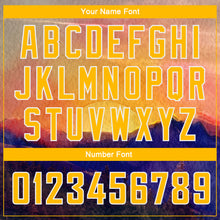 Load image into Gallery viewer, Custom Gold White 3D Pattern Design Landscape At Sunset Watercolor Style Authentic Basketball Jersey