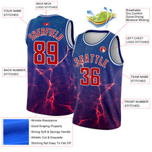 Load image into Gallery viewer, Custom Royal White-Red 3D Pattern Design Abstract Violet Wave Authentic Basketball Jersey