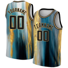 Charger l'image dans la galerie, Custom Old Gold Black 3D Pattern Design Gold Foil Authentic Basketball Jersey
