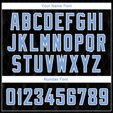 Загрузить изображение в средство просмотра галереи, Custom Black Light Blue-White Geometric Shapes And Side Stripes Authentic City Edition Basketball Jersey