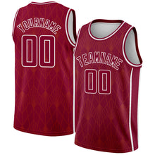 Загрузить изображение в средство просмотра галереи, Custom Maroon White Geometric Shapes And Side Stripes Authentic City Edition Basketball Jersey