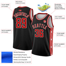 Загрузить изображение в средство просмотра галереи, Custom Black Red-White Side Panel Abstract Lines Authentic City Edition Basketball Jersey