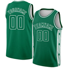 Charger l'image dans la galerie, Custom Kelly Green White Side Panel Abstract Lines Authentic City Edition Basketball Jersey