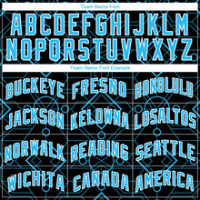 Load image into Gallery viewer, Custom Black Sky Blue-White Geometric Shapes Authentic City Edition Basketball Jersey
