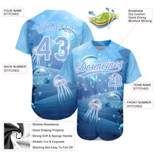 Load image into Gallery viewer, Custom Light Blue White 3D Pattern Design Jellyfish Underwater Life Authentic Baseball Jersey