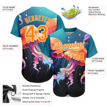 Load image into Gallery viewer, Custom Navy Bay Orange-White 3D Pattern Design Jellyfish Floating In The Ocean Authentic Baseball Jersey