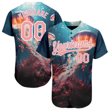 Load image into Gallery viewer, Custom Navy Medium Pink-White 3D Pattern Design Jellyfish Under Water With Light Shining Authentic Baseball Jersey