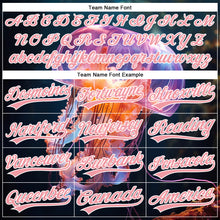 Load image into Gallery viewer, Custom Navy Medium Pink-White 3D Pattern Design Jellyfish Swimming In The Water Authentic Baseball Jersey