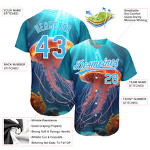 Load image into Gallery viewer, Custom Sky Blue White 3D Pattern Design Jellyfish Floating In The Ocean Authentic Baseball Jersey