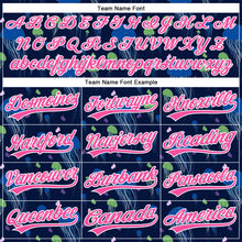 Load image into Gallery viewer, Custom Navy Pink-White 3D Pattern Design Jellyfish Authentic Baseball Jersey