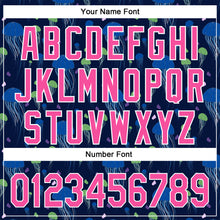 Load image into Gallery viewer, Custom Navy Pink-White 3D Pattern Design Jellyfish Authentic Baseball Jersey